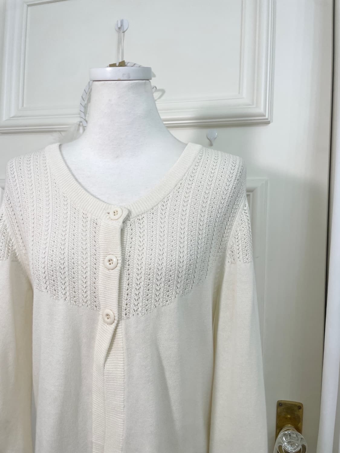 ivory 3-button crochet cardigan(size-L) 상품이미지6