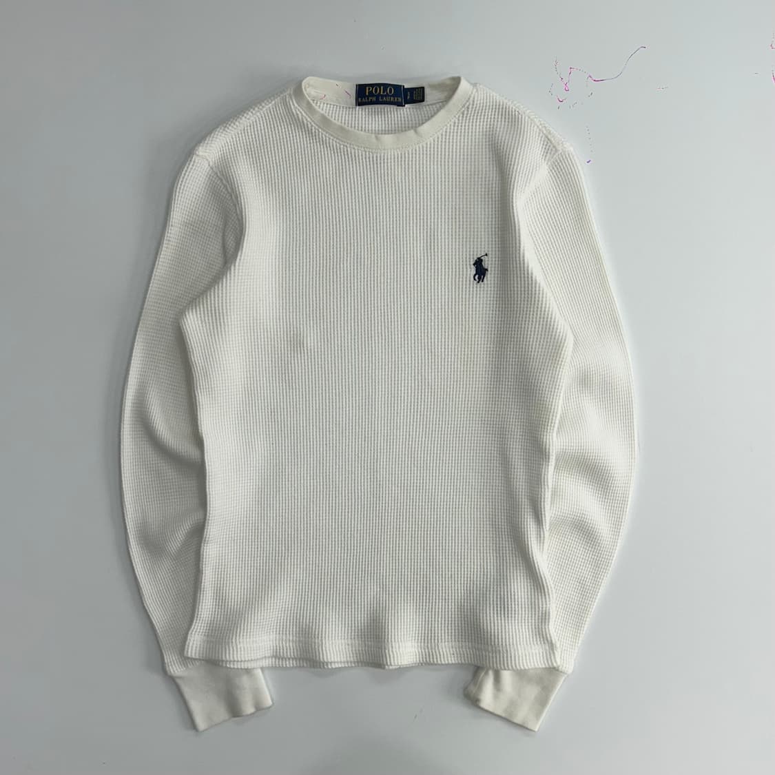 Polo 폴로 네이비로고 화이트 와플 니트  상품이미지3