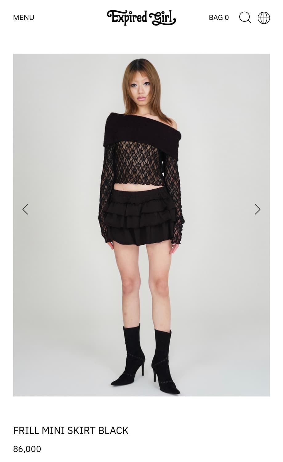 익스파이어드걸 프릴 미니스커트 블랙 상품이미지1