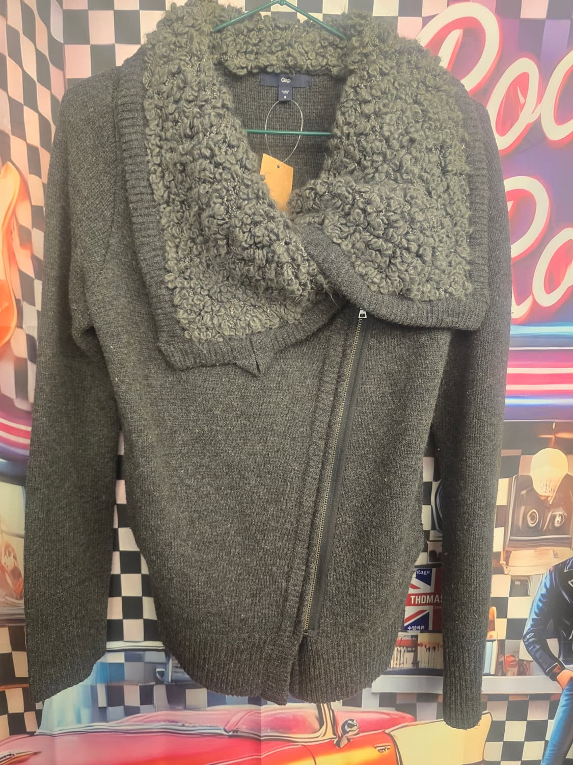 Gap의 여성용 회색 울 스웨드 재킷 상품이미지2