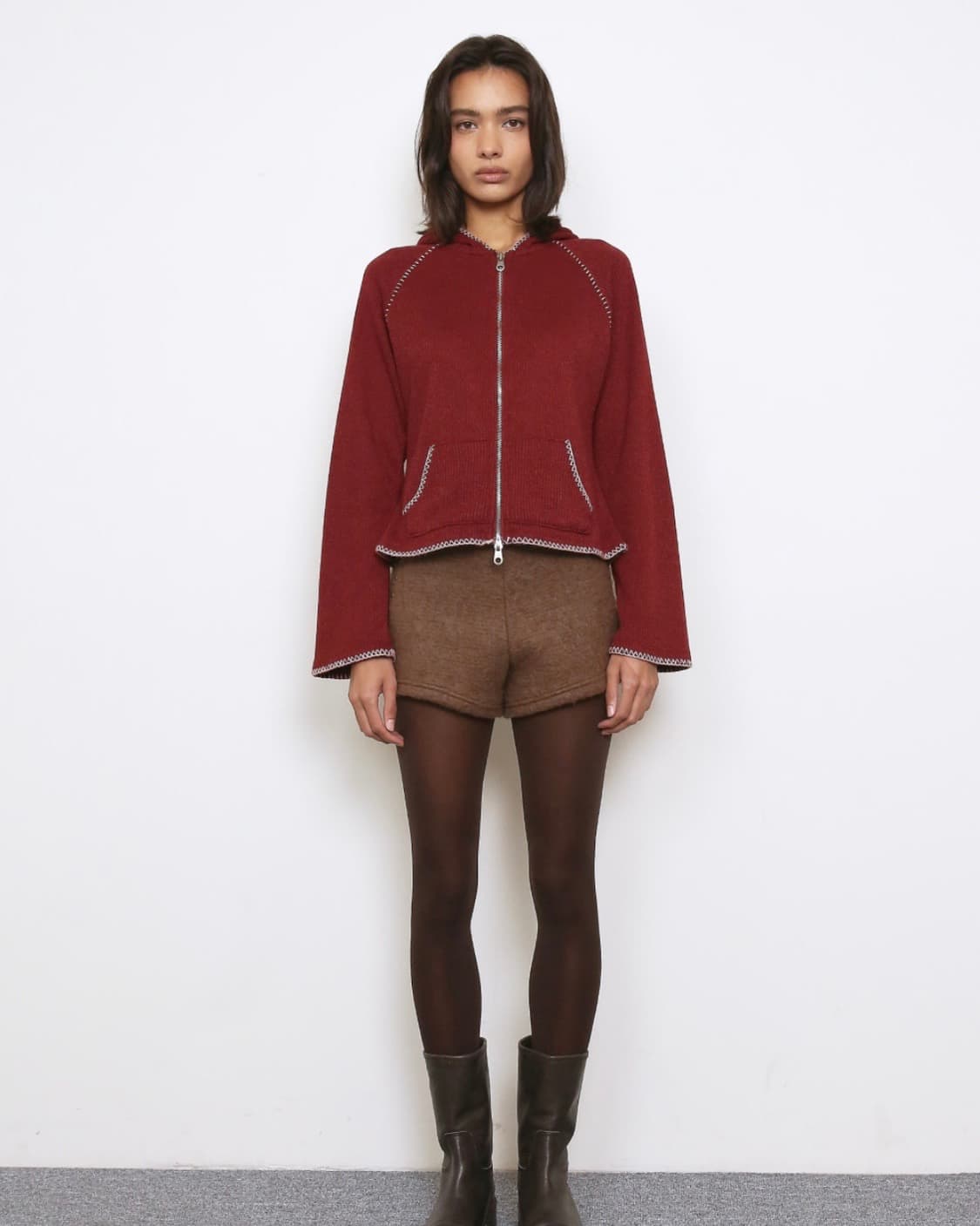 폴리수엠 BOHO STITCH HOODED JACKET, RED 상품이미지3