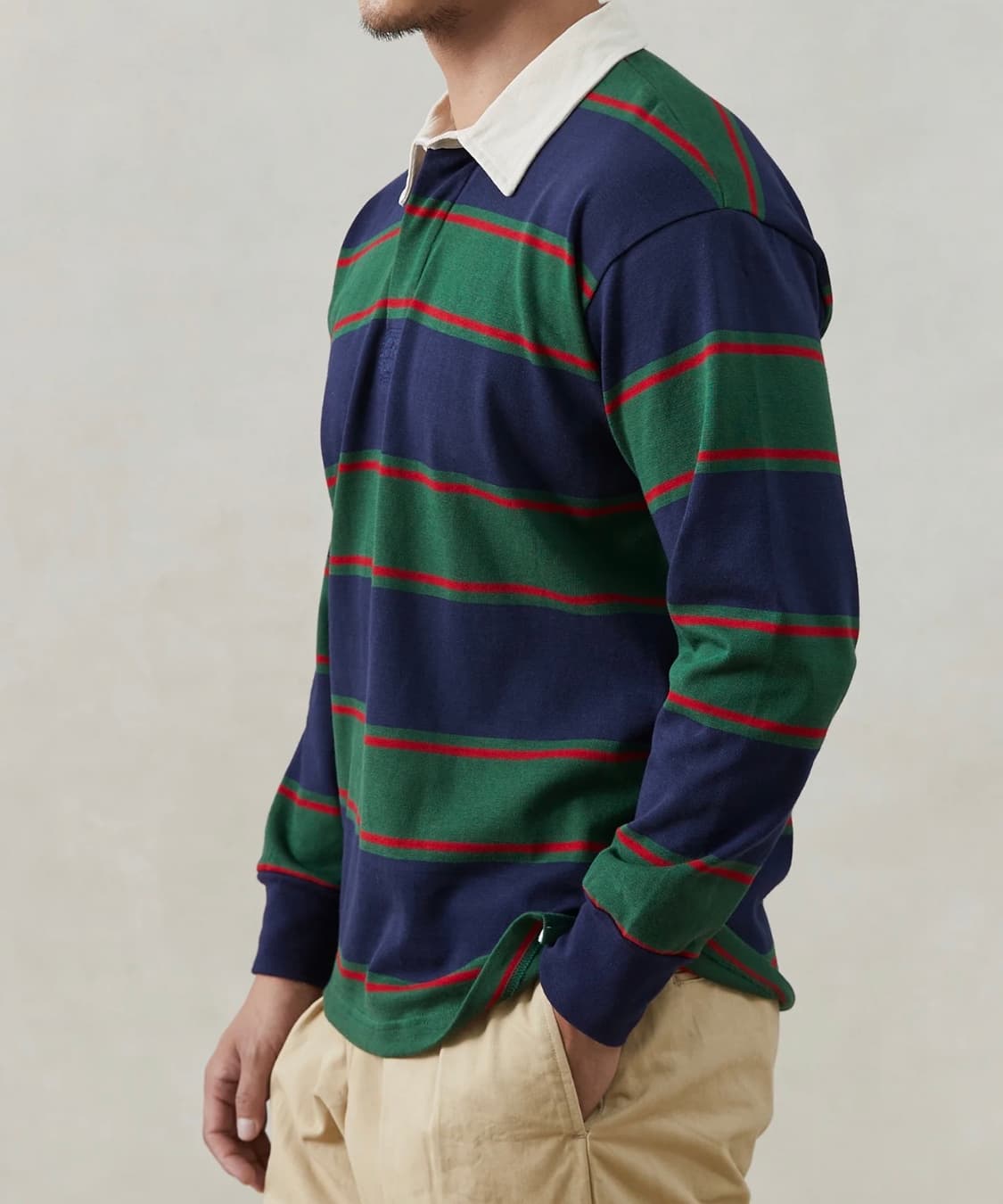 [M] 브론슨 논스탁 클래식핏 스트라이프 저지 럭비 티 셔츠 상품이미지3