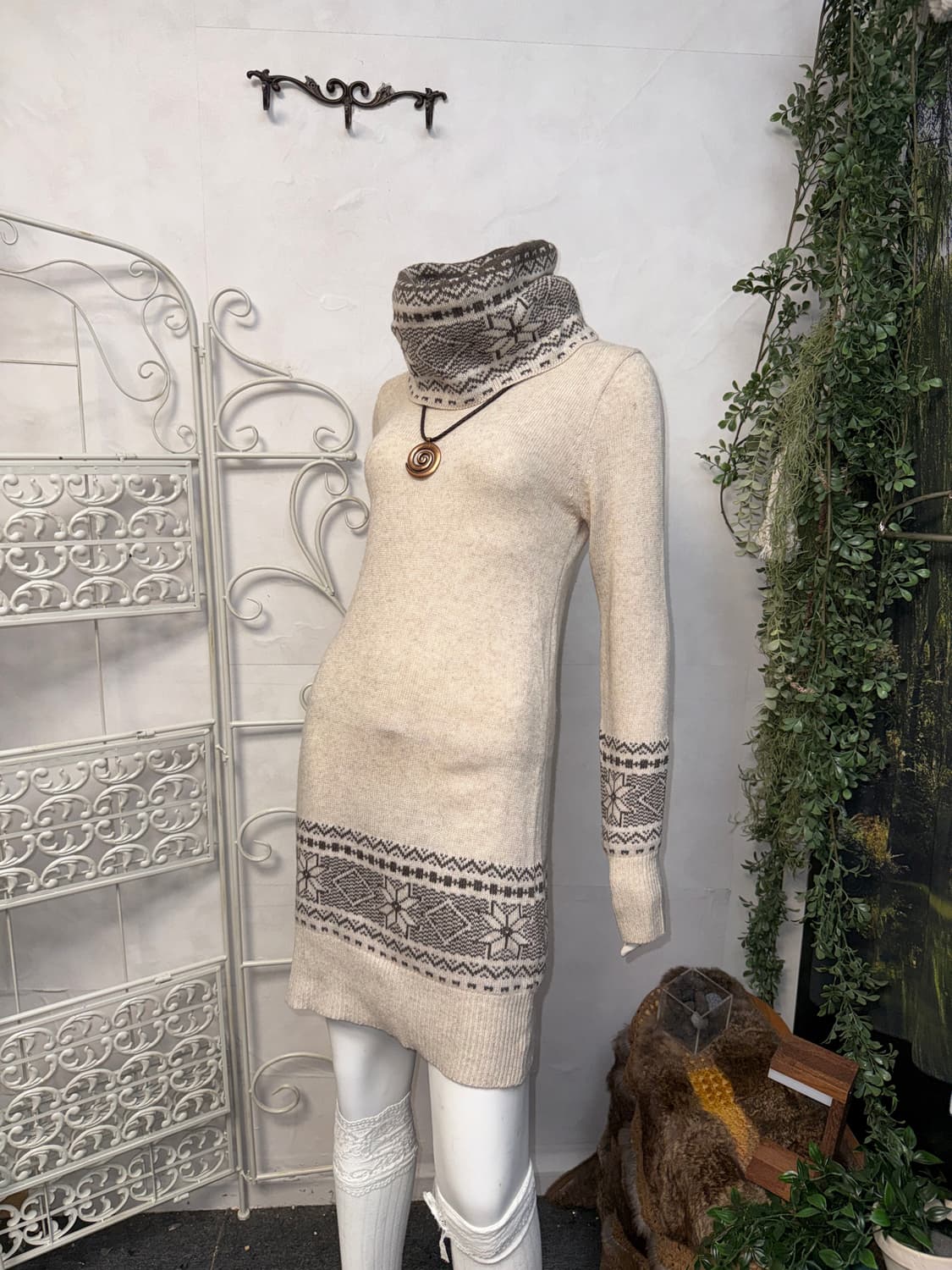 Oatmeal snowflake warmer neck knit ops 상품이미지2
