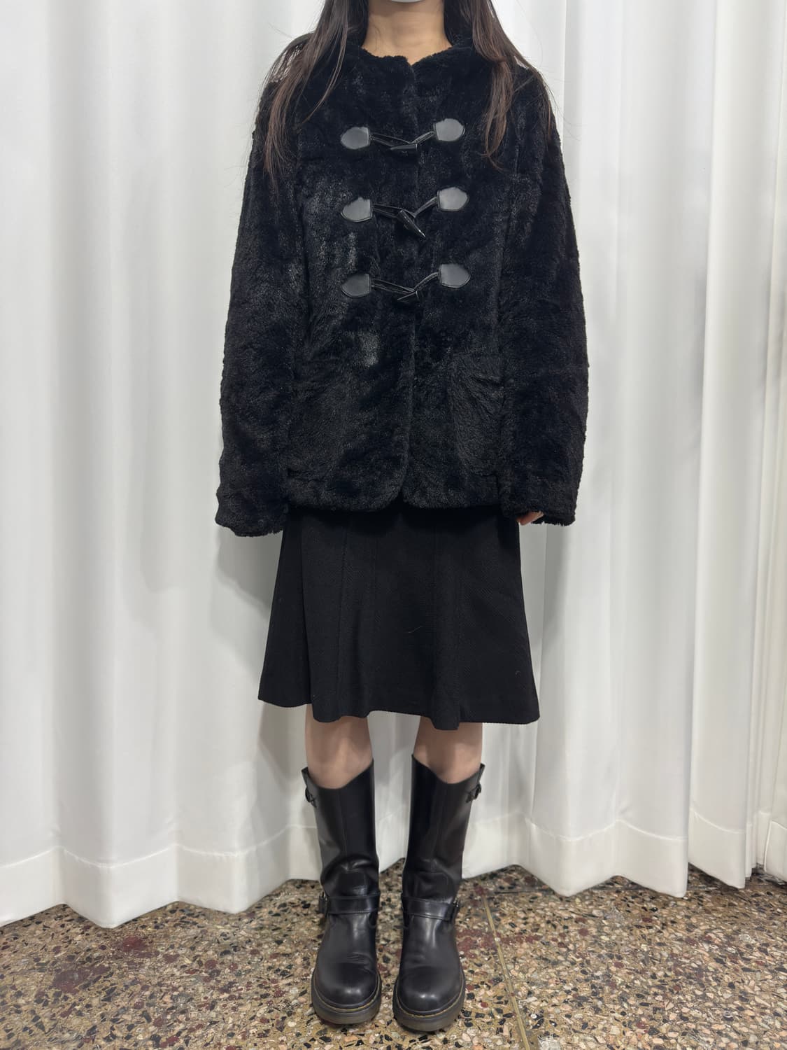 pink latte fur hood duffle jacket 상품이미지1