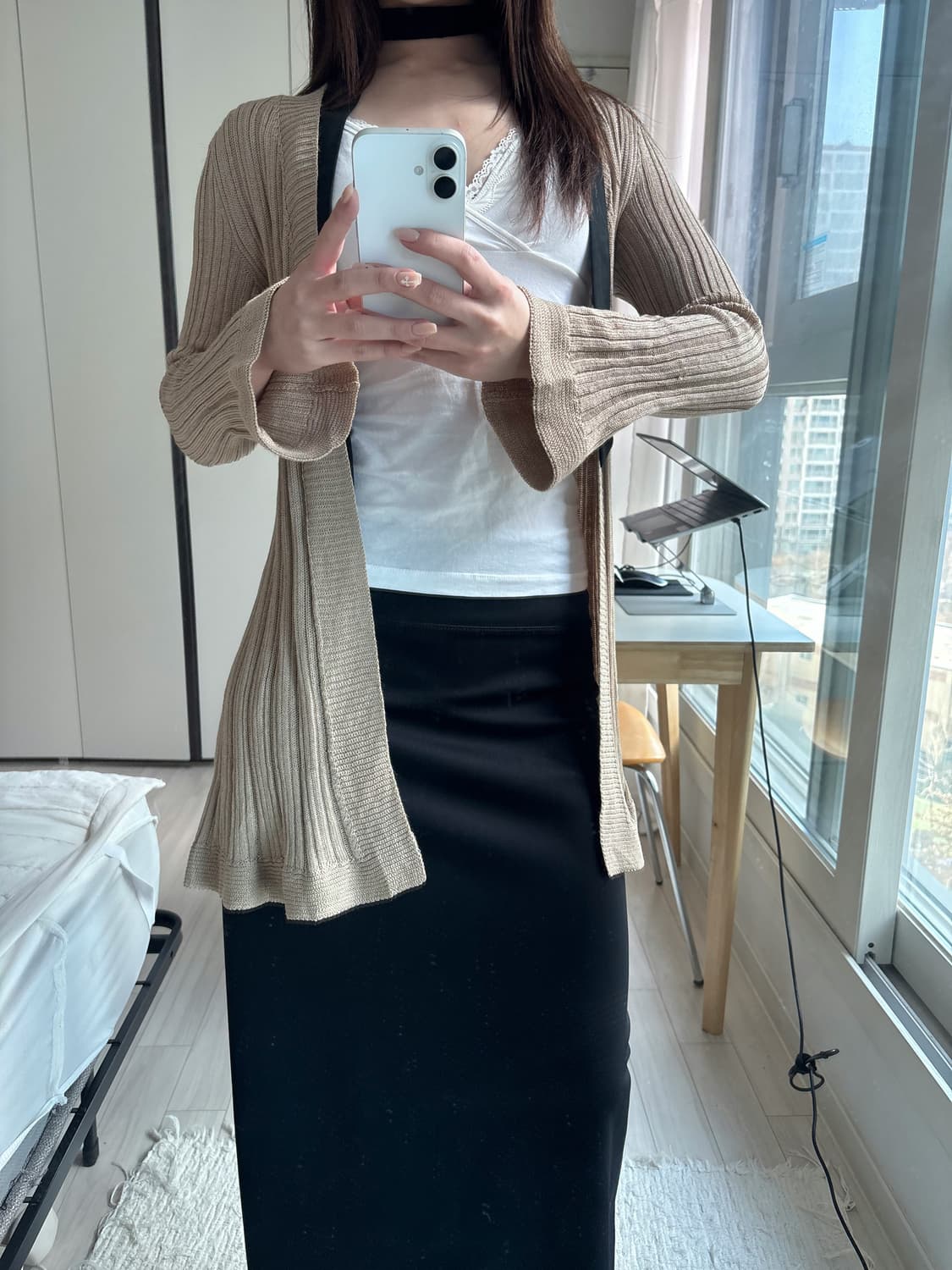 Rib Knit Flare Sleeve Robe 상품이미지2