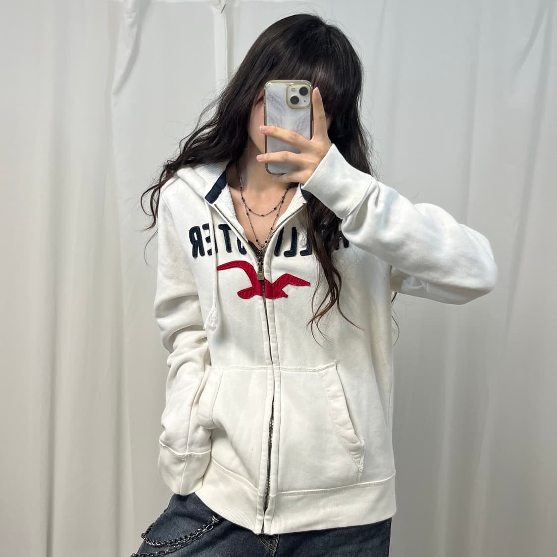 Hollister white hood zip-up 상품이미지1