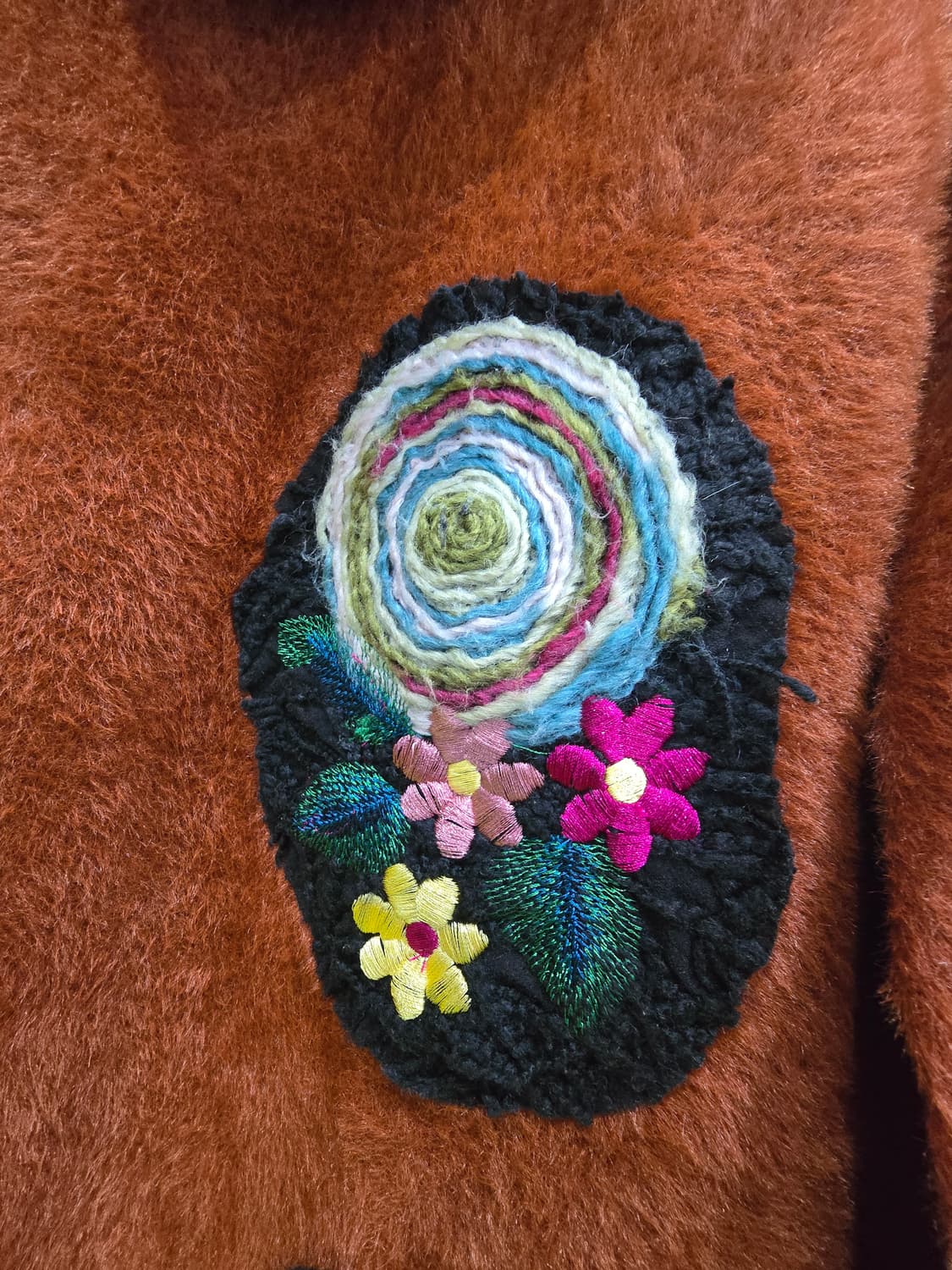 에코 밍크퍼 자수  후드 니트 코트 상품이미지8