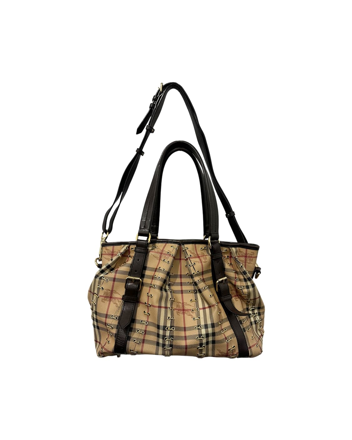 버버리 헤이마켓 체크 메탈 스티치 로리 백 상품이미지4