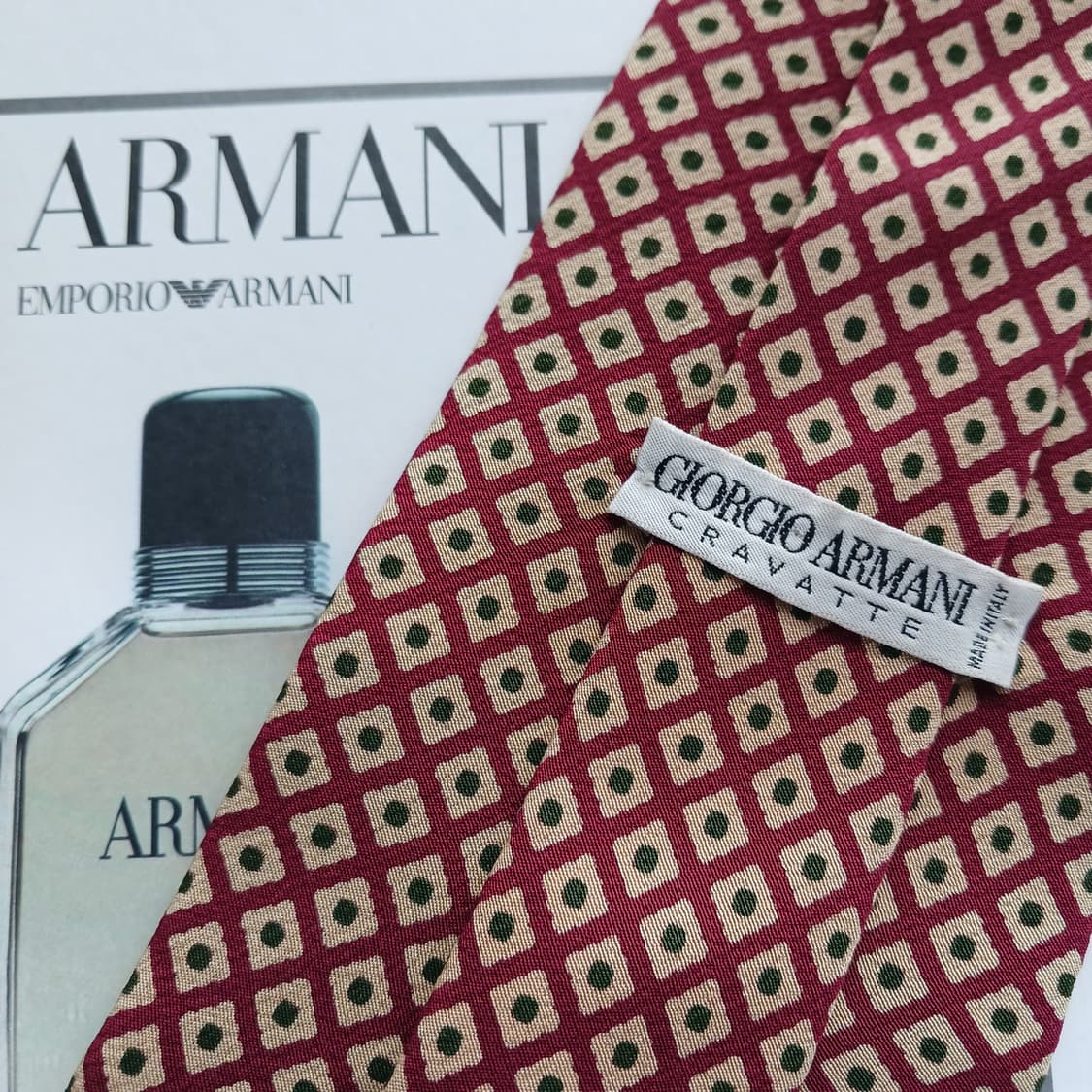 조르지오 아르마니 실크 기하 패턴 넥타이 10.1cm B등급 A18727 상품이미지6