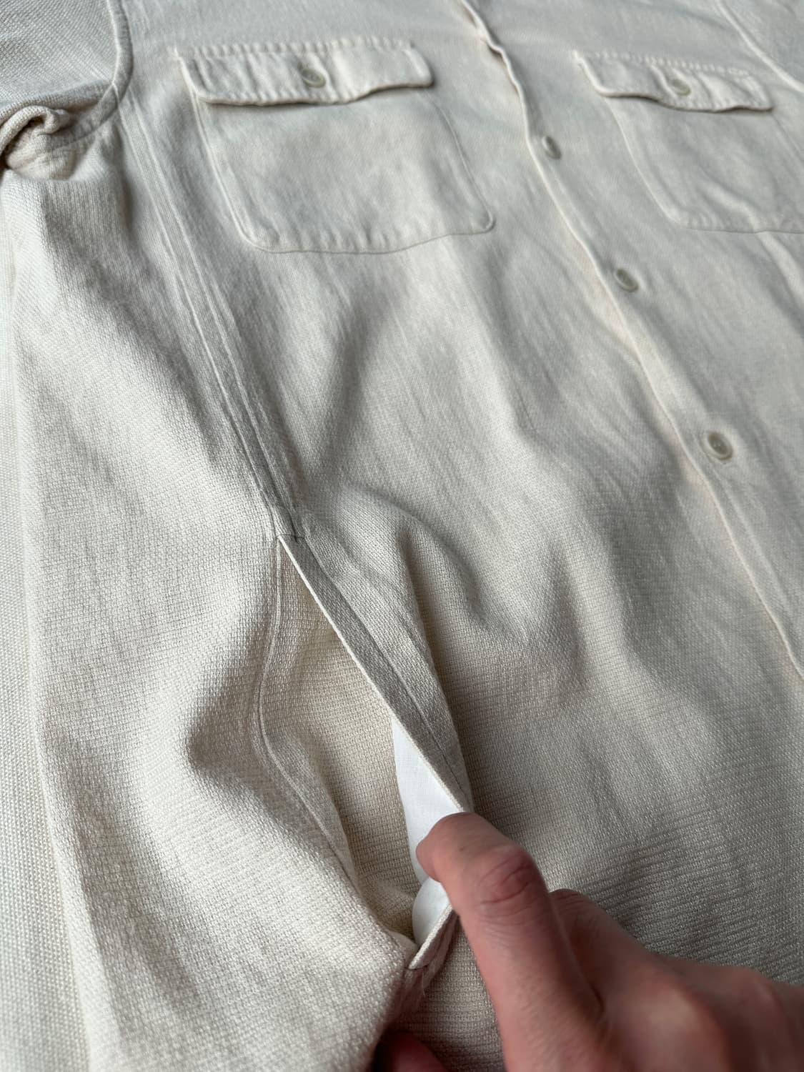 골든베어 재팬 린넨 블렌드 반팔 셔츠 아이보리 L 상품이미지6