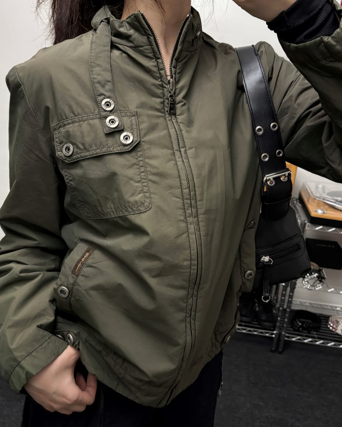 올드 빈티지 카키 바이커 자켓 상품이미지1
