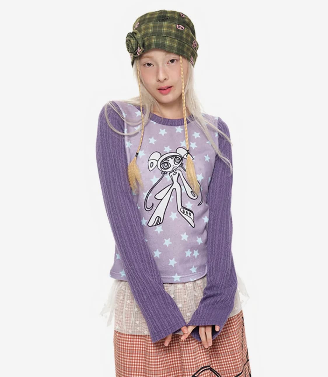 유쓰배쓰 트위스트 니트 롱슬리브 탑 더스티 퍼플 상품이미지1