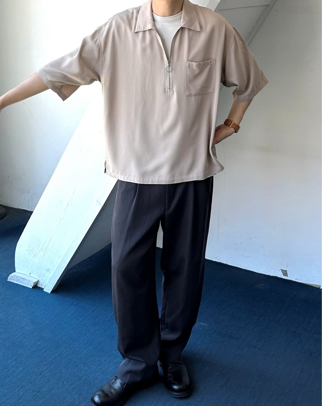 Zip design silky touch P/O top 상품이미지8