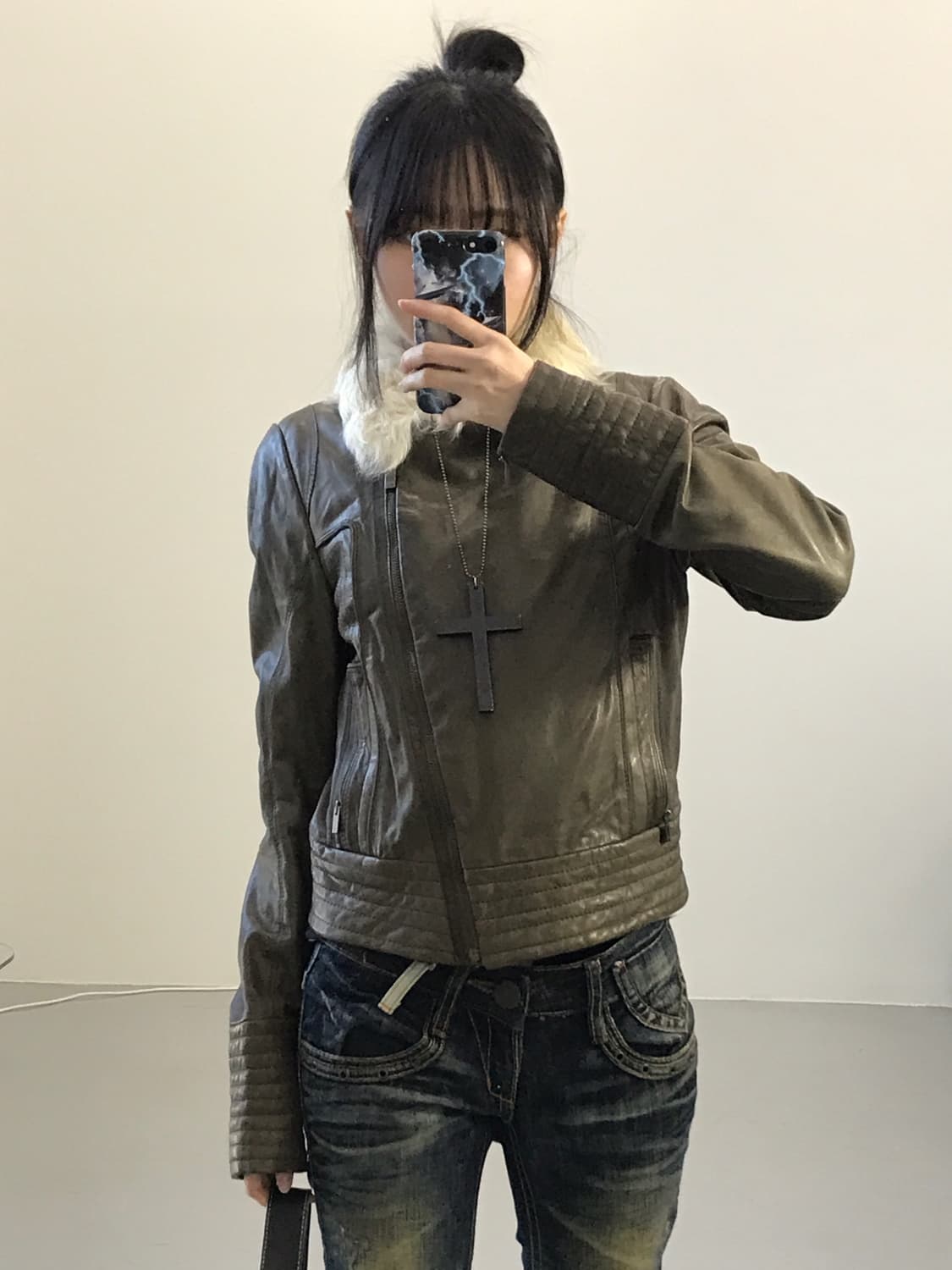 Haminy Faux-Fur Leather Jacket 상품이미지2
