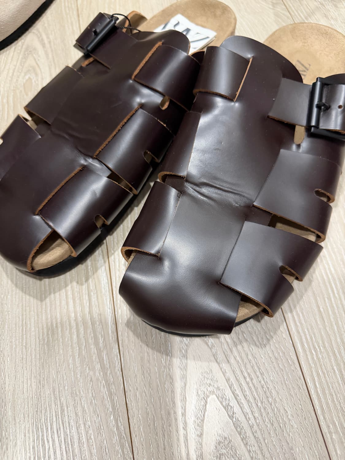 자라 레더 스트랩 샌들 브라운  상품이미지7