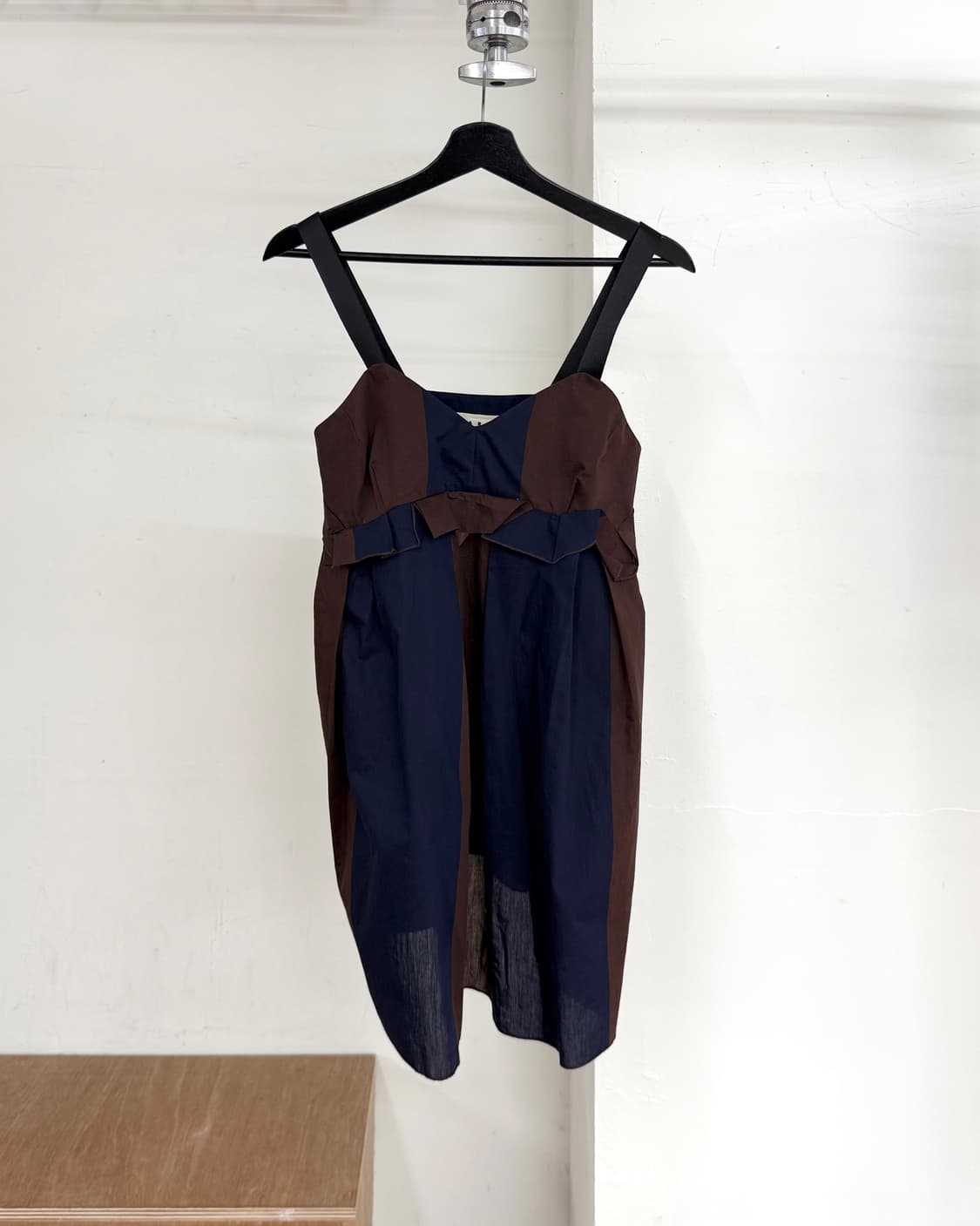 마르니 다크브라운 네이비 패치워크 드레스 상품이미지1