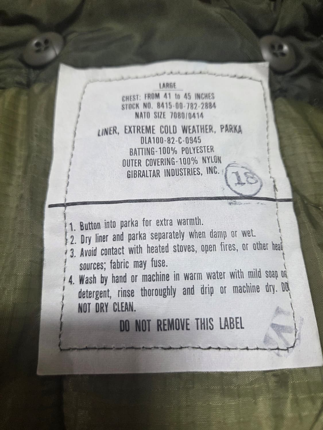 오리지널 M65 파카 내외피세트 새상품 상품이미지9