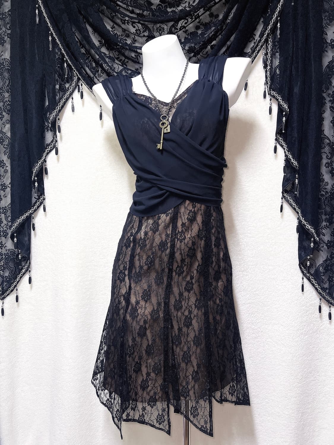 로맨틱고딕 고스펑크 오리엔탈 엔틱 블랙 레이스 롱드레스 원피스 다크페어리 상품이미지1