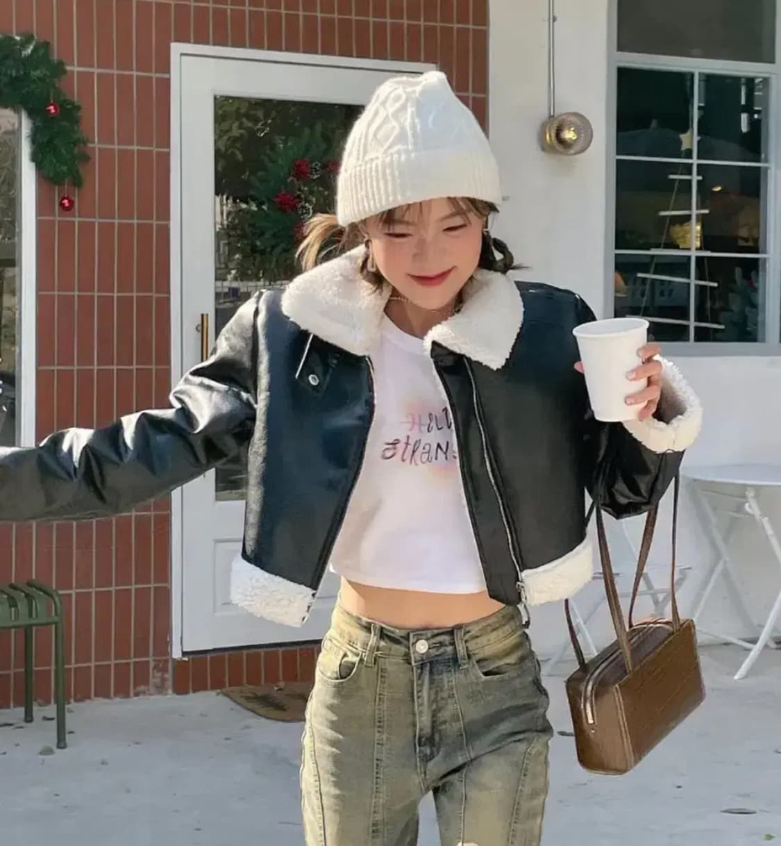 샵사이다 크롭 무스탕 상품이미지1