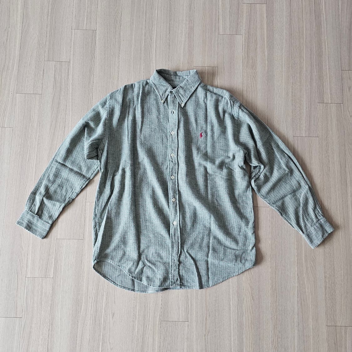 US M) 체감XL 105 폴로 랄프로렌 빈티지 셔츠 긴팔 그린 체크 상품이미지1