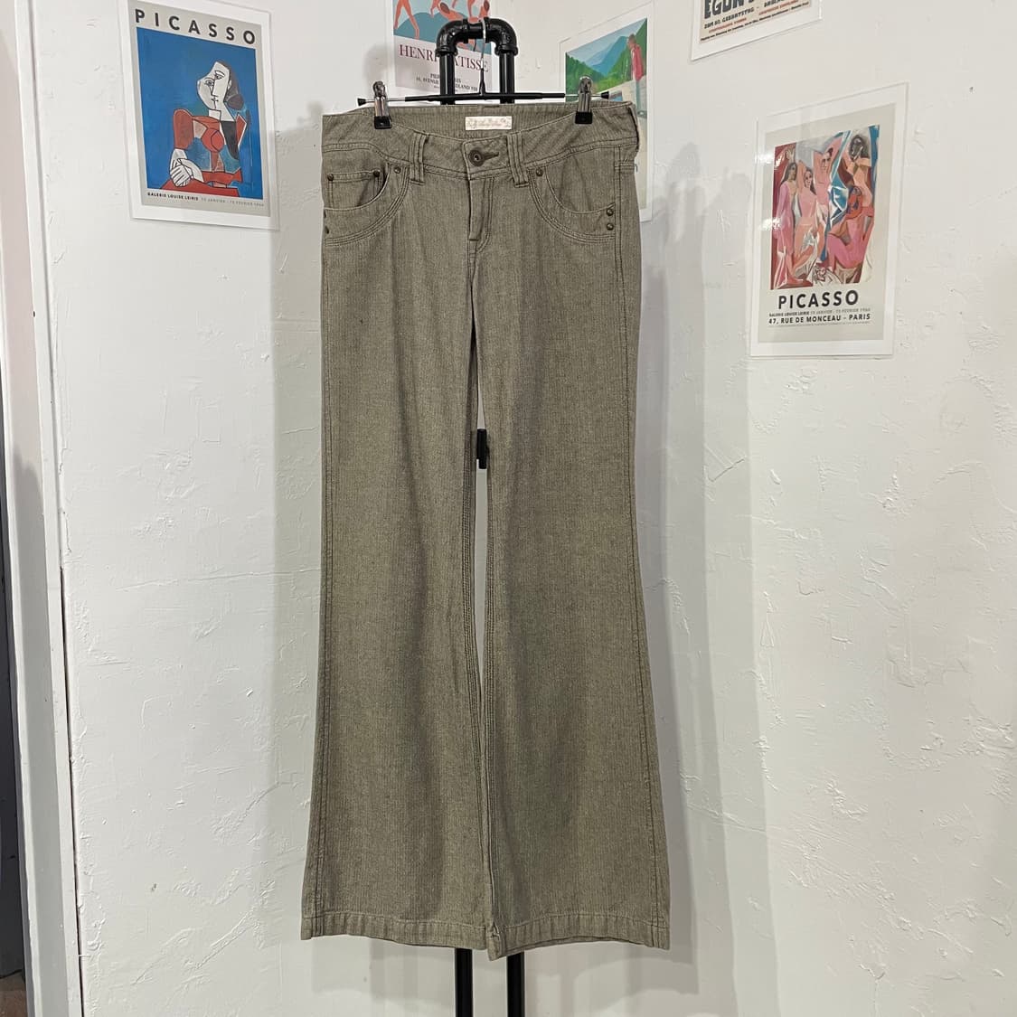 헤링본 패턴 부츠컷 맥시 팬츠 상품이미지2