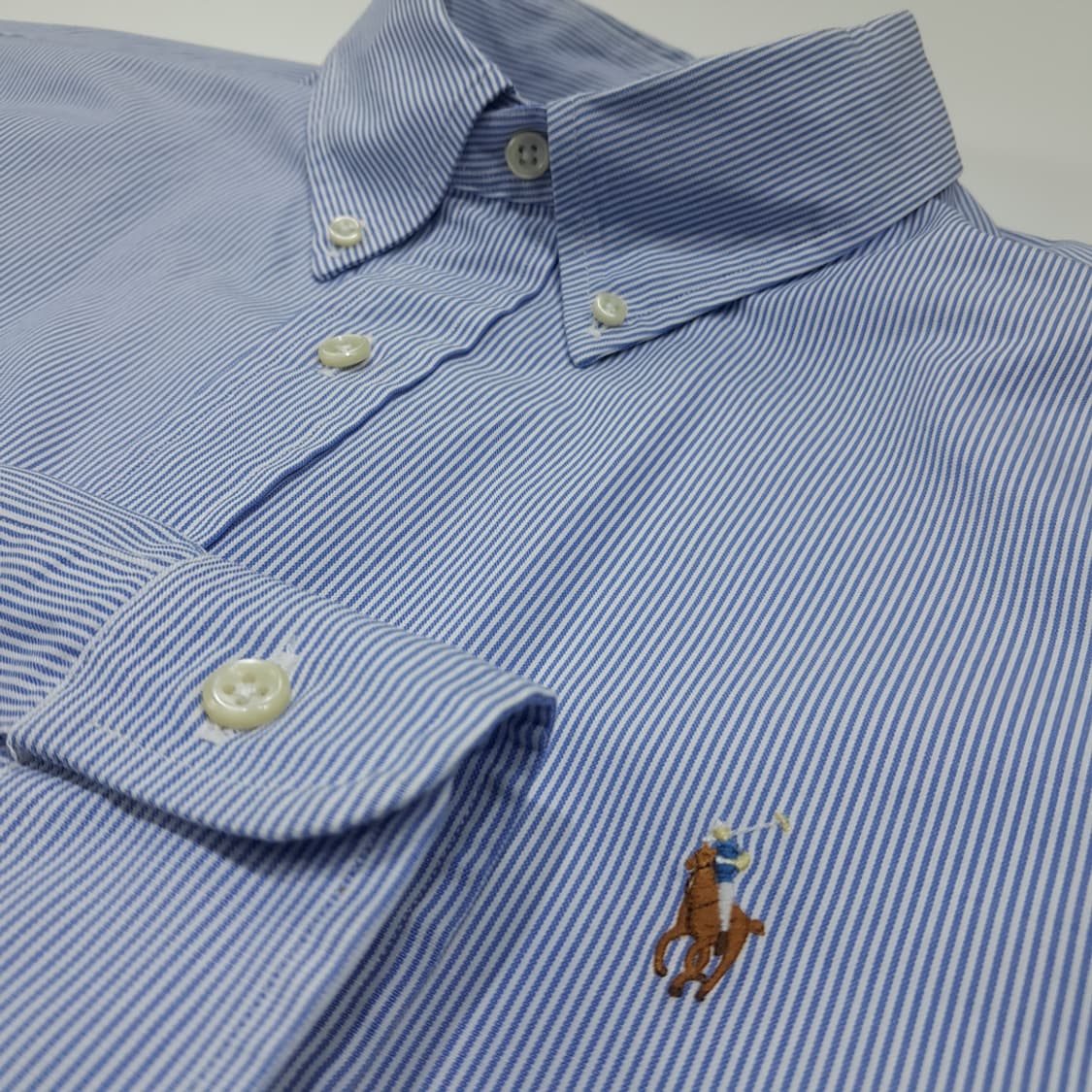 CL257 XL 폴로 코튼 멀티포니 핀스트라이프 블루 셔츠 남방 상품이미지4