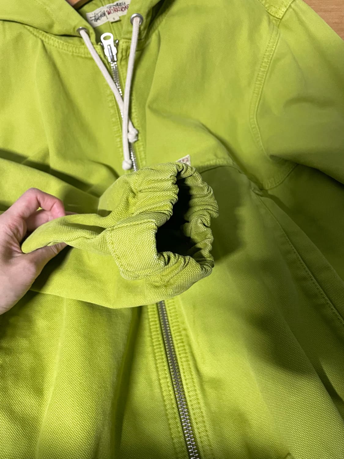 Stussy 워크웨어 후드 자켓 형광 연두색 상품이미지4