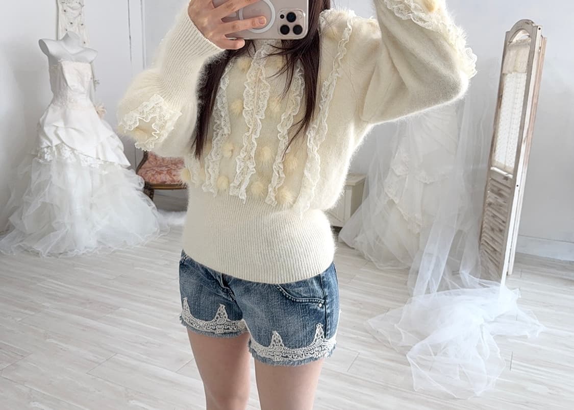 Fairy lace point short denim pants  상품이미지7