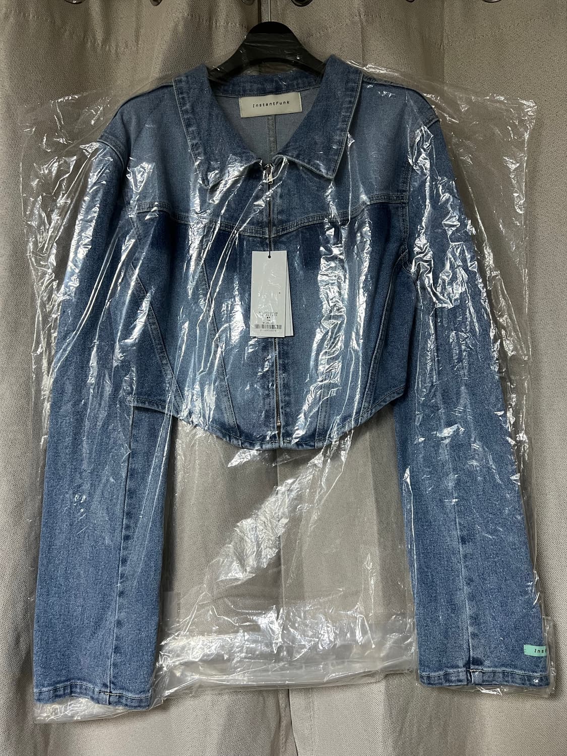 새상품/구할수없는/약20%저렴)인스턴트펑크 데님라운드크롭자켓-블루FREE 상품이미지3