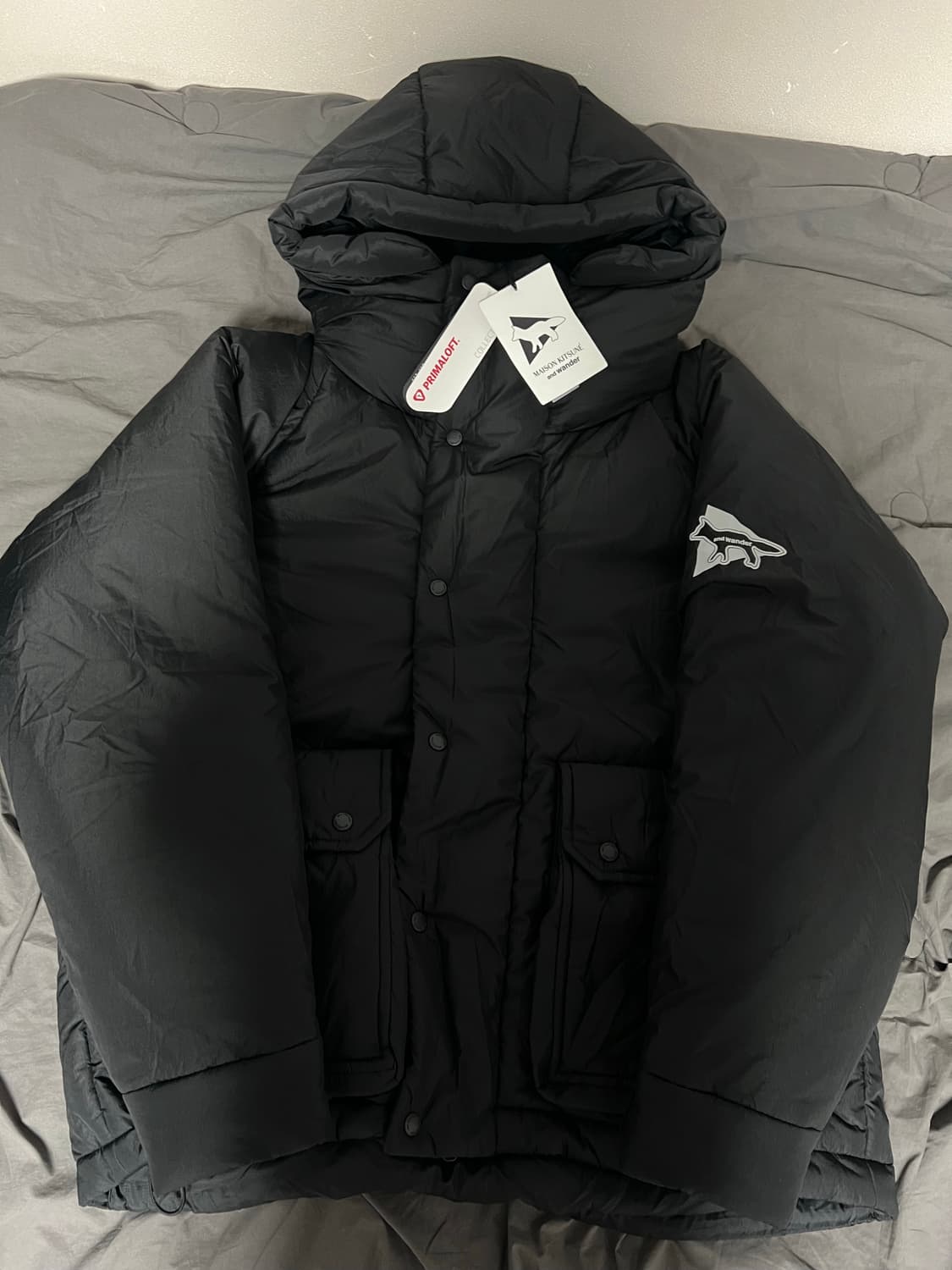 (5) 앤드원더 메종키츠네 콜라보 패딩 블랙 새상품 희귀매물 상품이미지3