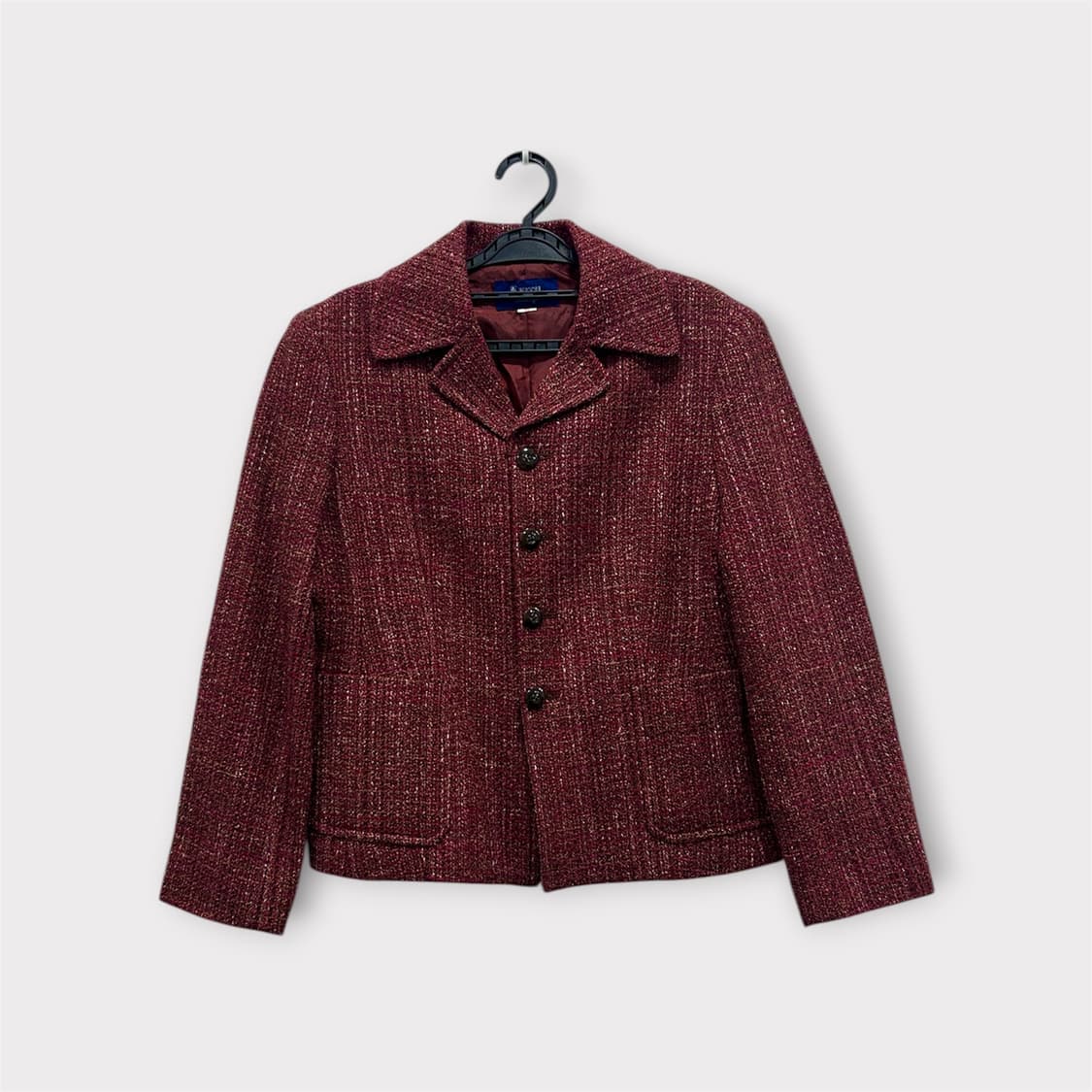 Japan 키이스 실크 혼방 트위드자켓 버건디 여성 85 상품이미지1