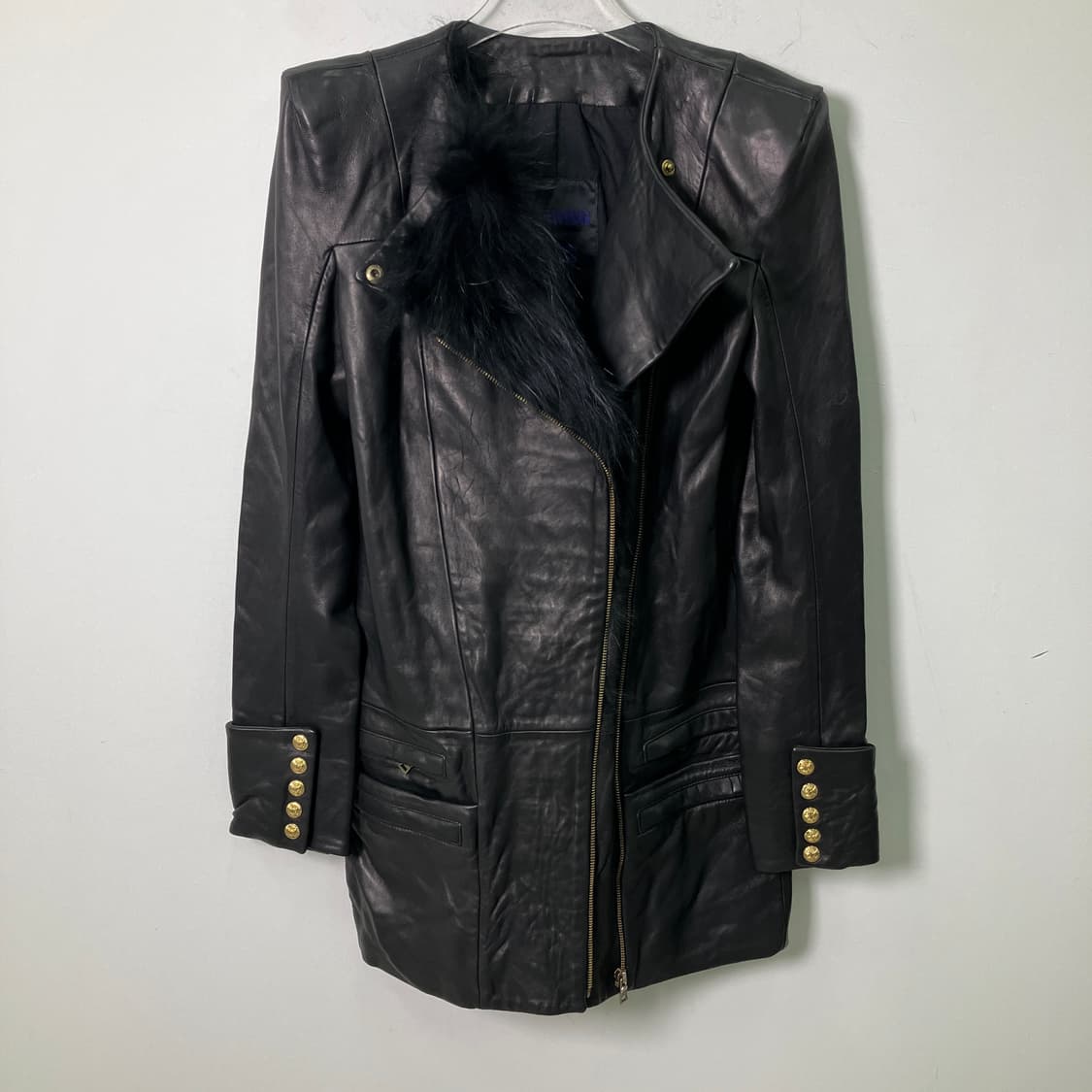 VTG 빈티지 블랙 퍼 트리밍 램스킨 코트 66 상품이미지3