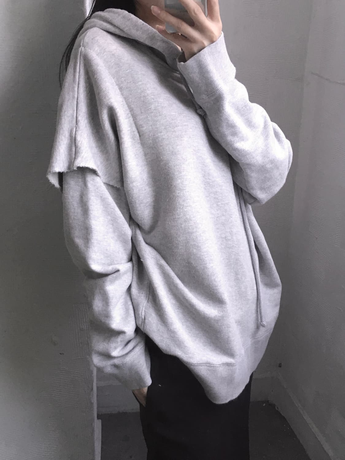 MM6 그레이 레이어드 후드티 상품이미지1