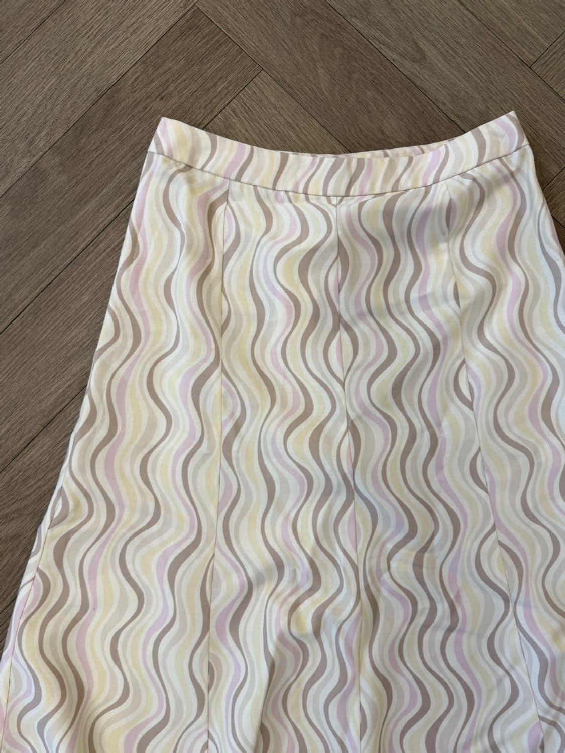 파스텔 톤 웨이브 패턴 맥시 스커트 상품이미지7