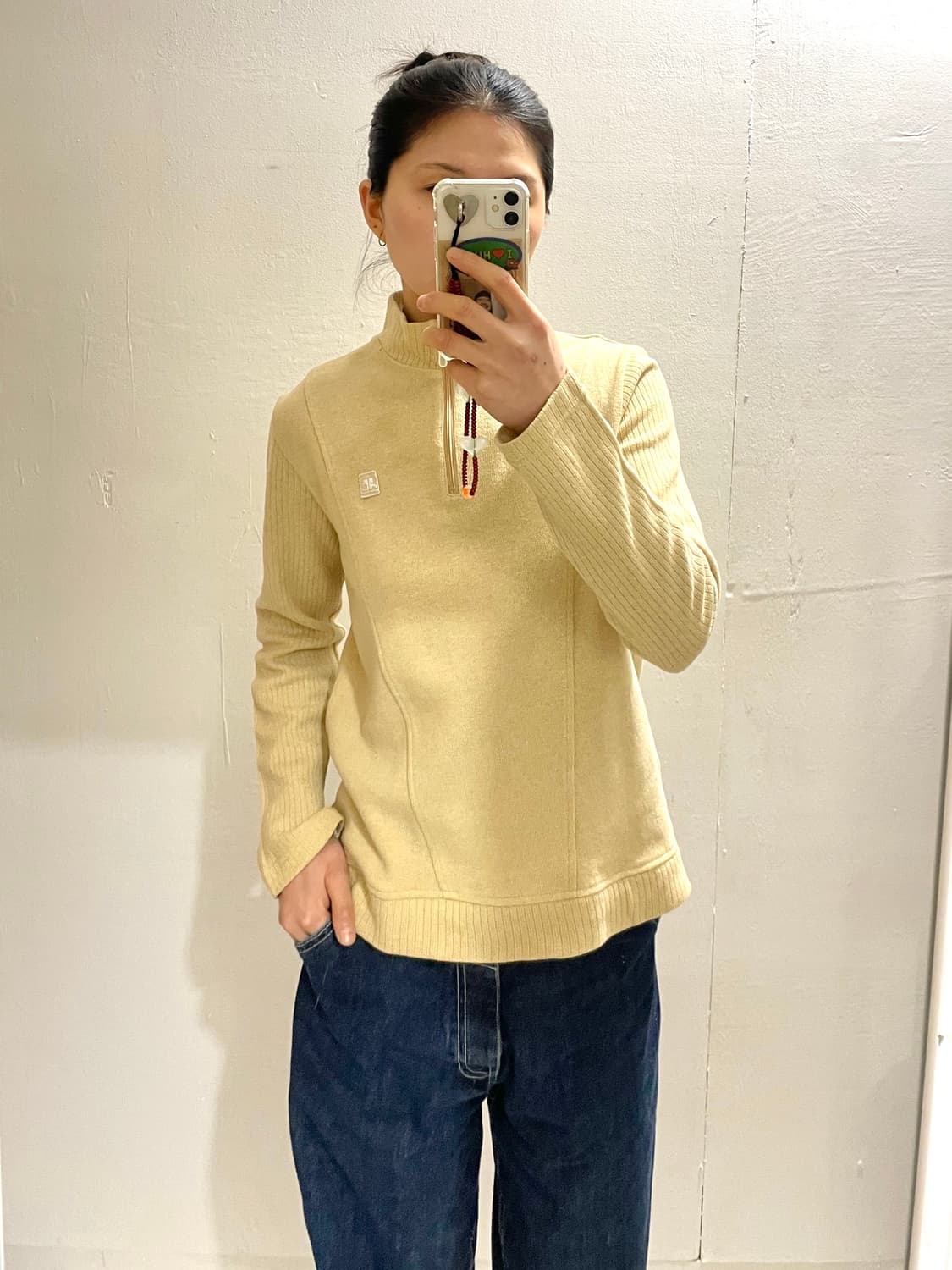 꾸레주 면 혼방 니트 반집업 쿼터집업 상품이미지1