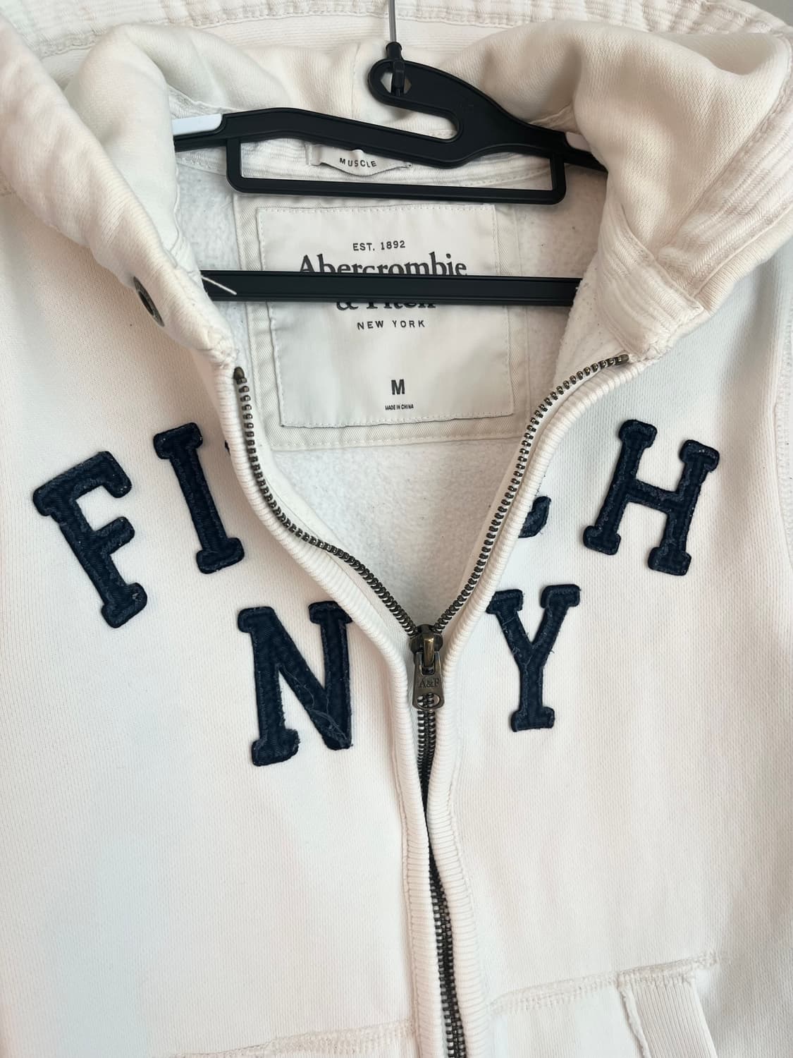 아베크롬비 뉴욕 스펠로고 대장 후드집업 화이트 [M] 상품이미지4