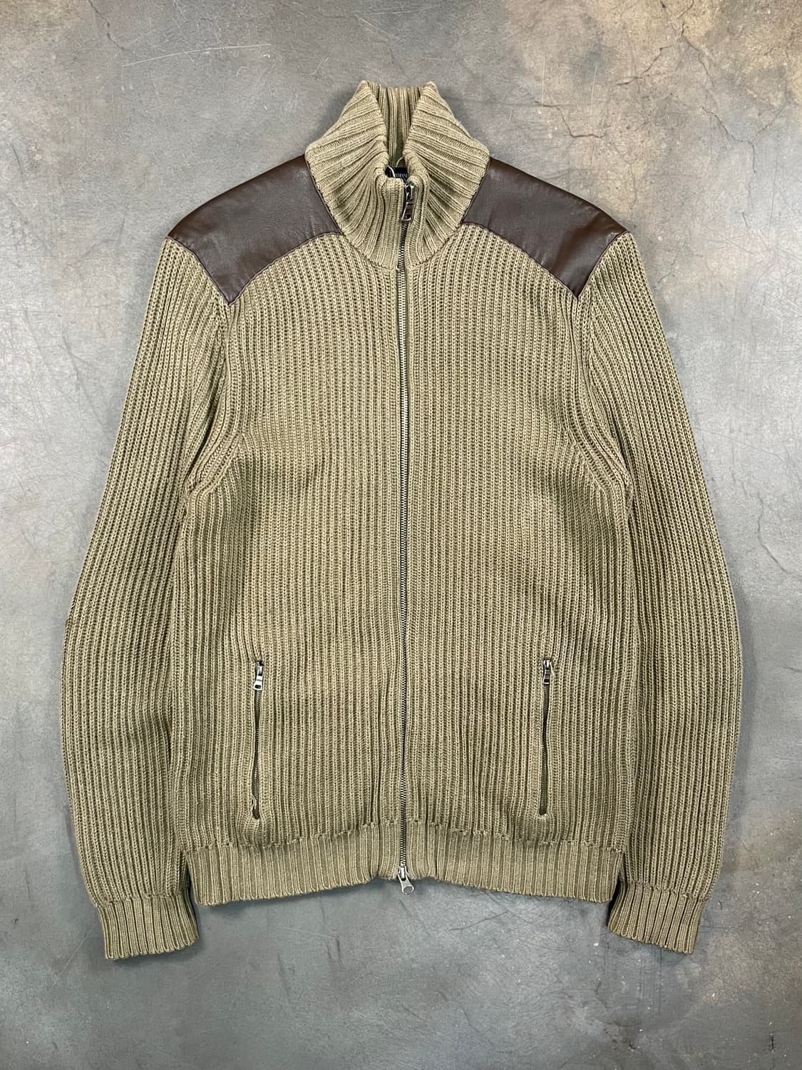 알마니 진스 엘보 패치 니트 집업 상품이미지1