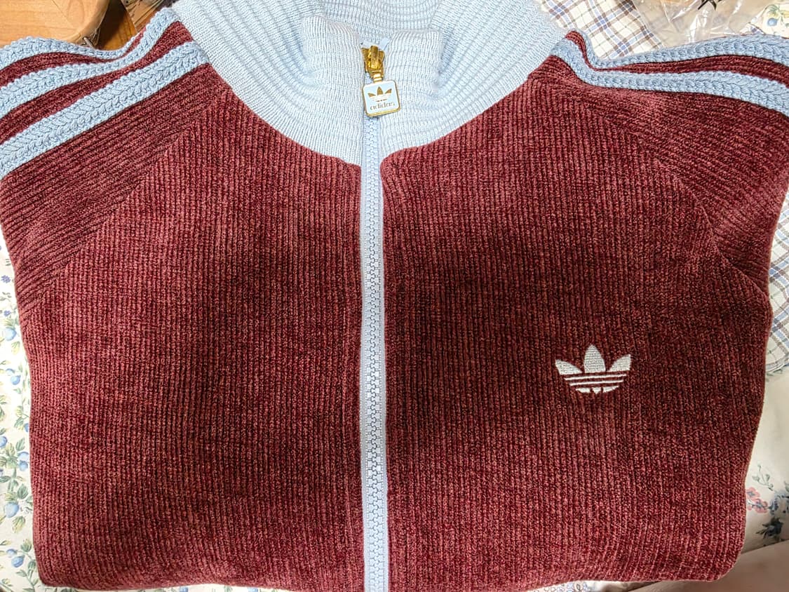 아디다스 벨루어 코듀로이 베켄바우어 트랙탑 버건디 상품이미지5