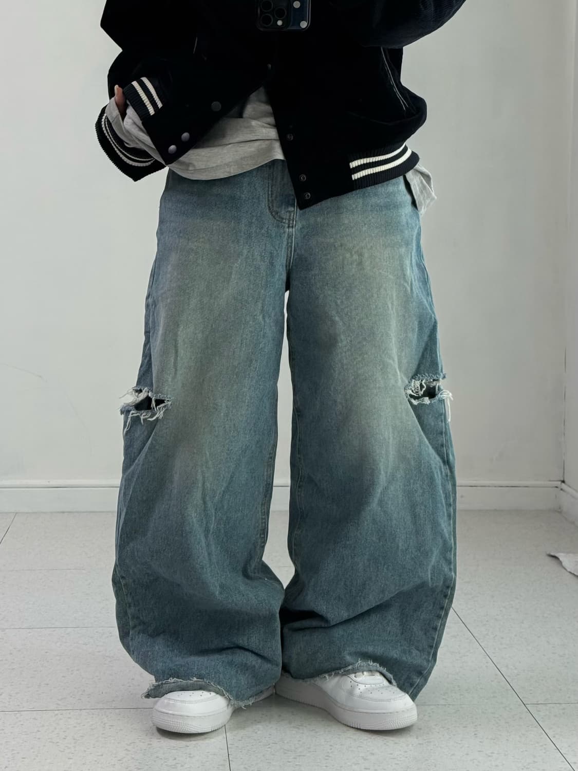 빈티지 데님 데미니 와이드 팬츠 상품이미지1