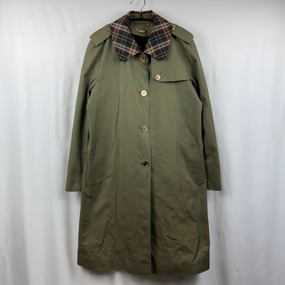 (F) 닥스 우먼스 체크카라 트렌치코트 올리브 상품이미지2
