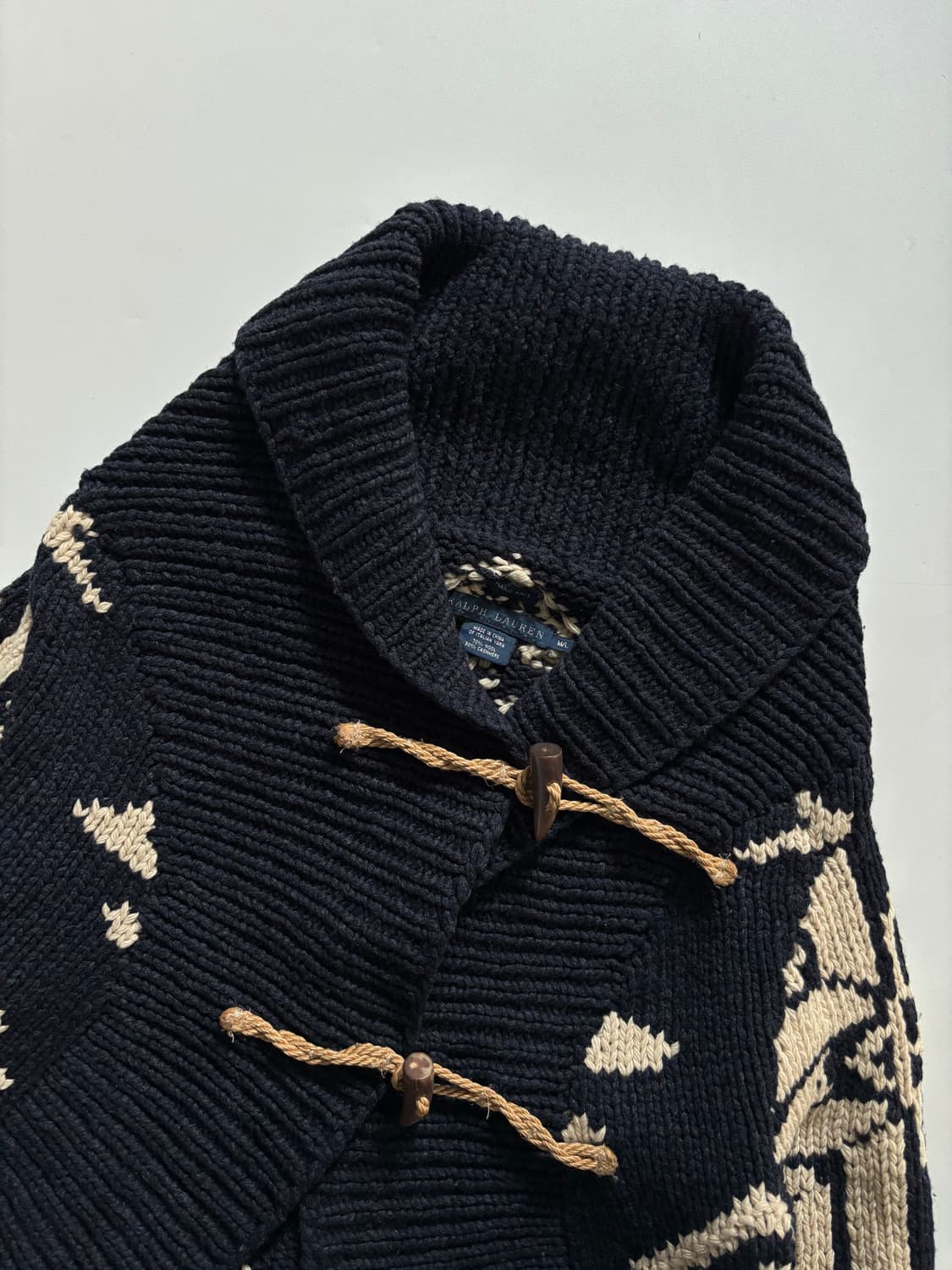 Polo 랄프로렌 울 캐시미어 나바호패턴 노르딕 더플버튼 숄 가디건 상품이미지7