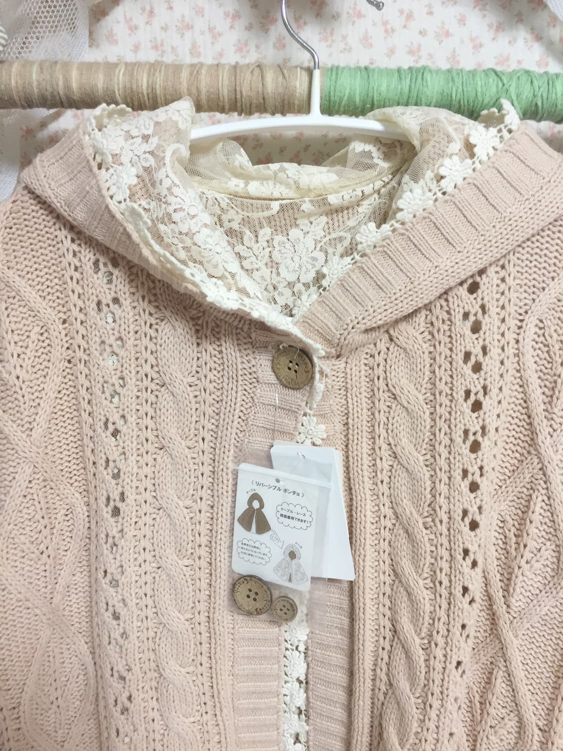 (새상품)빈티지 모리걸 어스뮤직 레이스 후드 케이프 상품이미지7