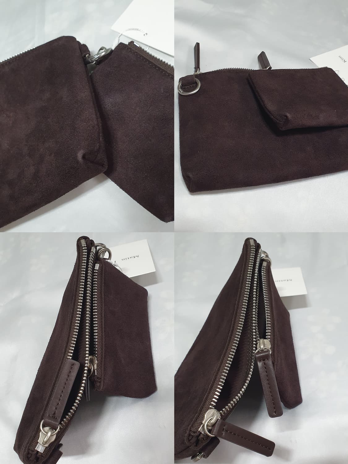 초코 다크 브라운 마뗑킴 스웨이드 소가죽 멀티 미니 파우치 미니숄더백  상품이미지5