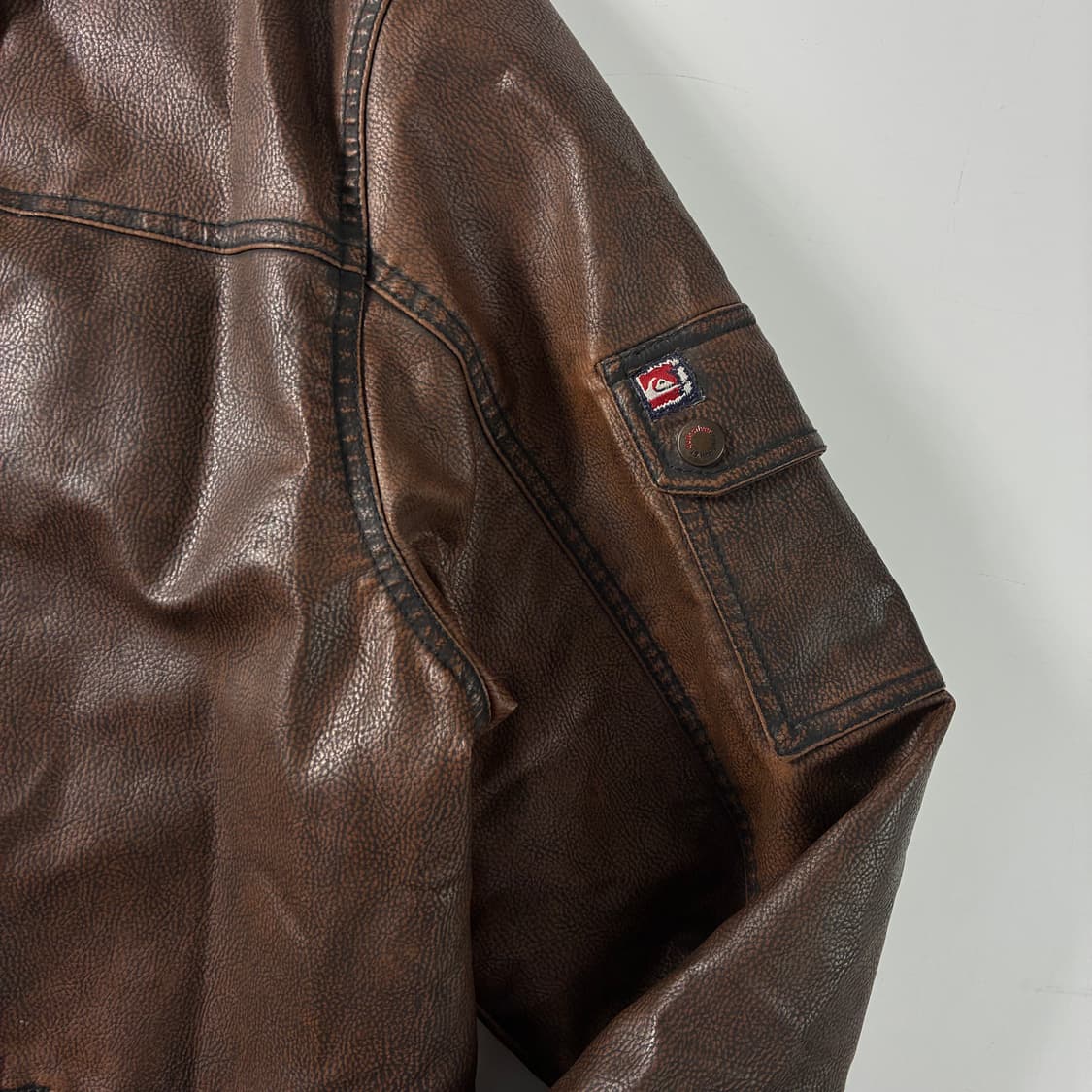 Quick silver  퀵실버 90,s 웨스턴 레더 브라운 레이싱 자켓 상품이미지4