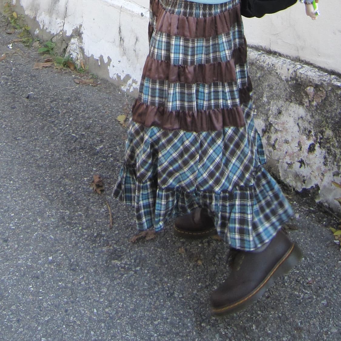 민트초코 체크 롱스커트 상품이미지3