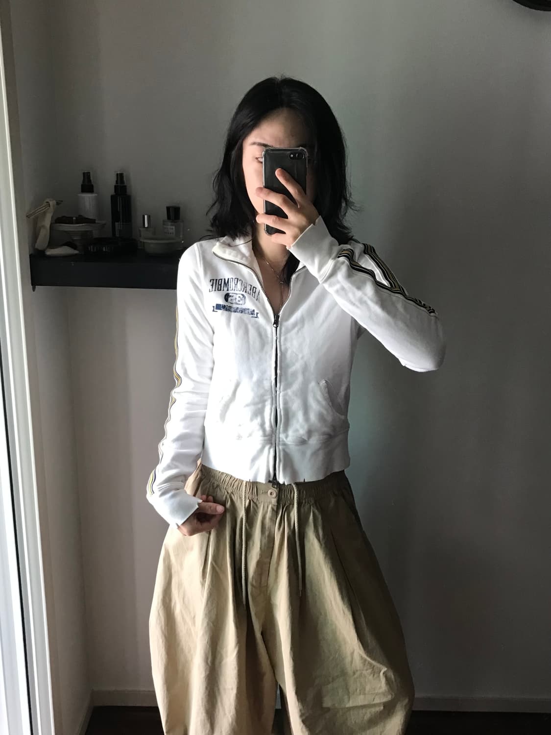 아베크롬비 사이드라인 화이트 져지 집업 상품이미지2