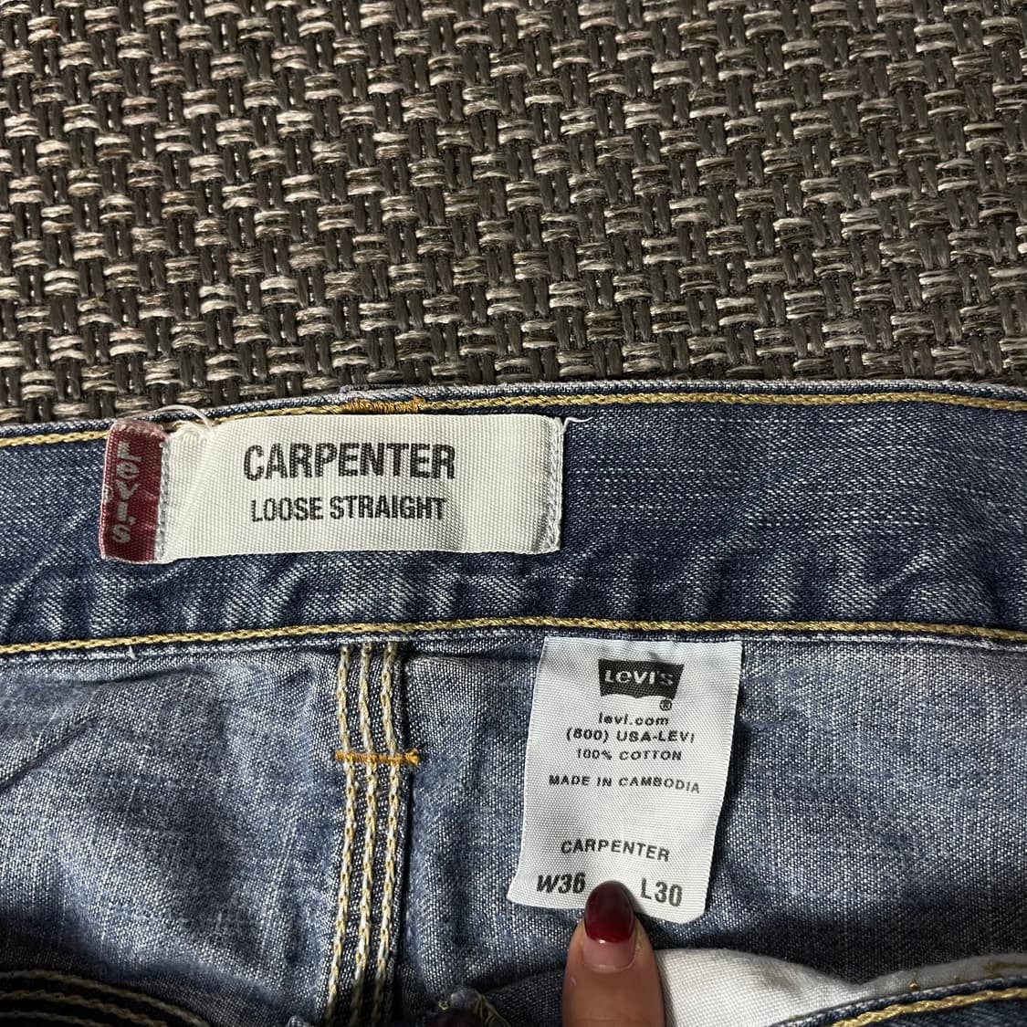  (36) 리바이스 중청 카펜터 루즈 스트레이트 핏 데님 팬츠 상품이미지3