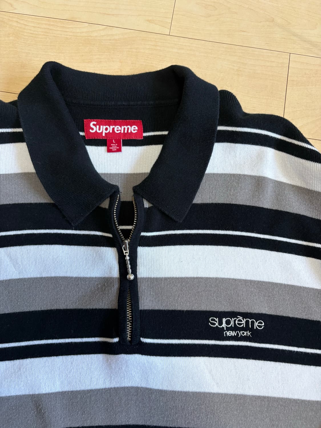 슈프림 스트라이프 집 롱슬리브 폴로 블랙 24FW L 상품이미지7