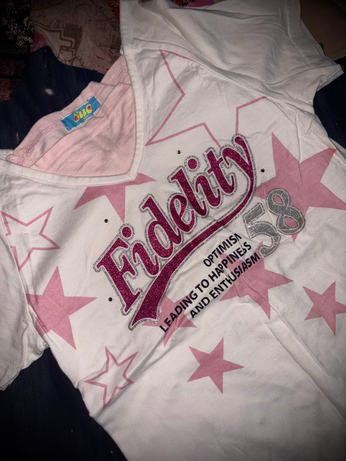 빈티지 키치 y2k 핑크 레터링 스타 반팔 2000s 상품이미지2