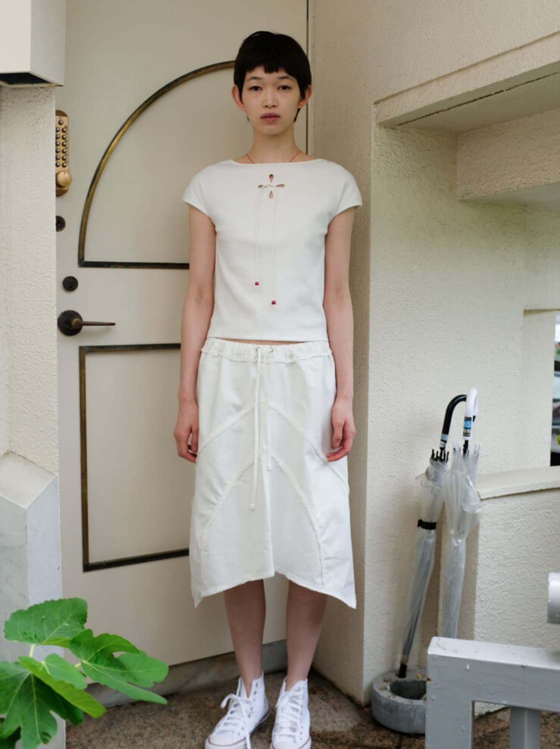 인앤양인하모니 Diagonal skirt, white 상품이미지1